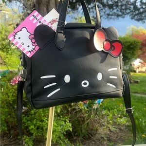 Hello Kitty Sanrio 2024 Black Bag with Cat Ears and Adjustable Crossbody Strap